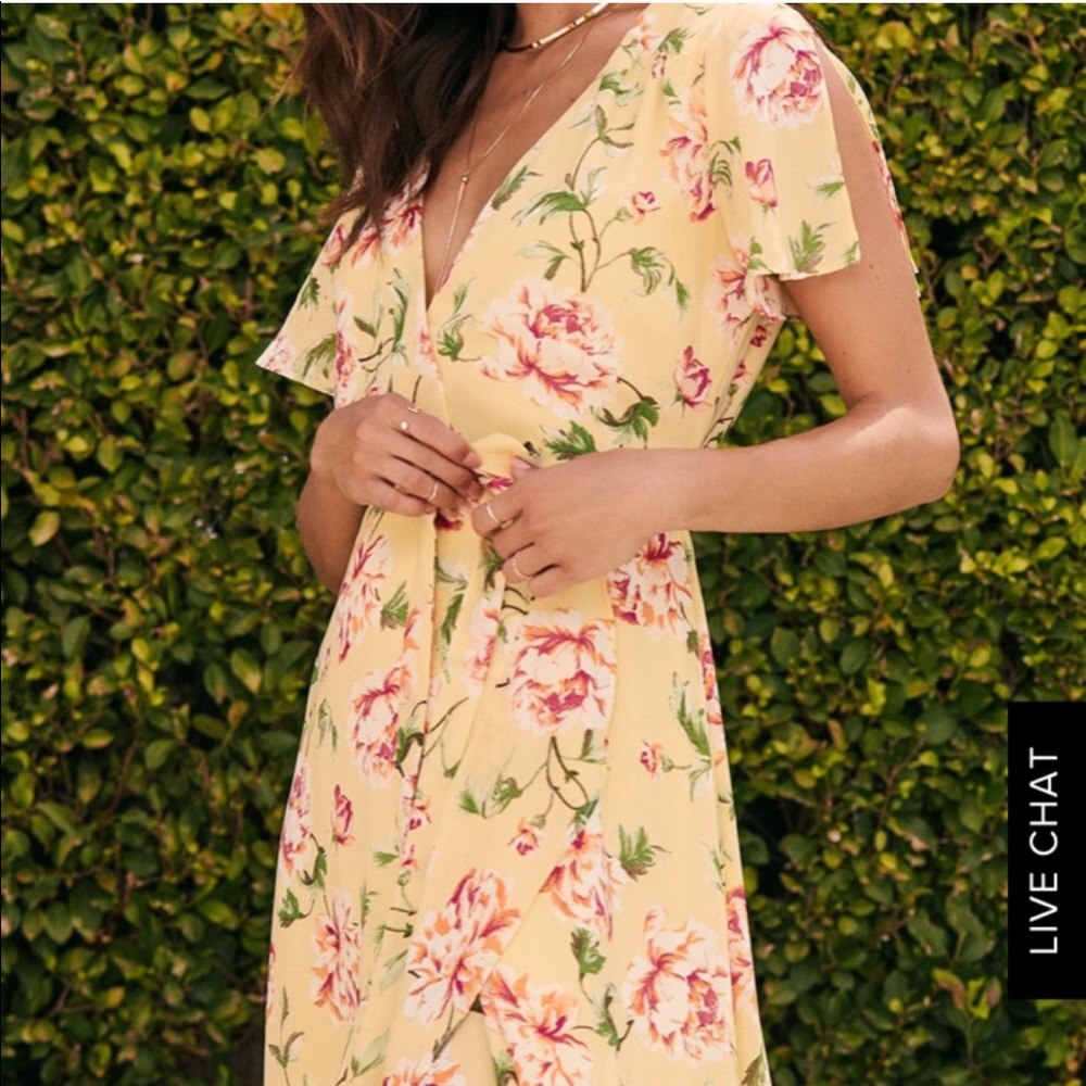 Lulu’s Sense of Wonder Yellow Maxi Wrap Dress